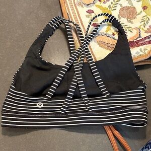 lululemon athletica Black and White Striped Bra
